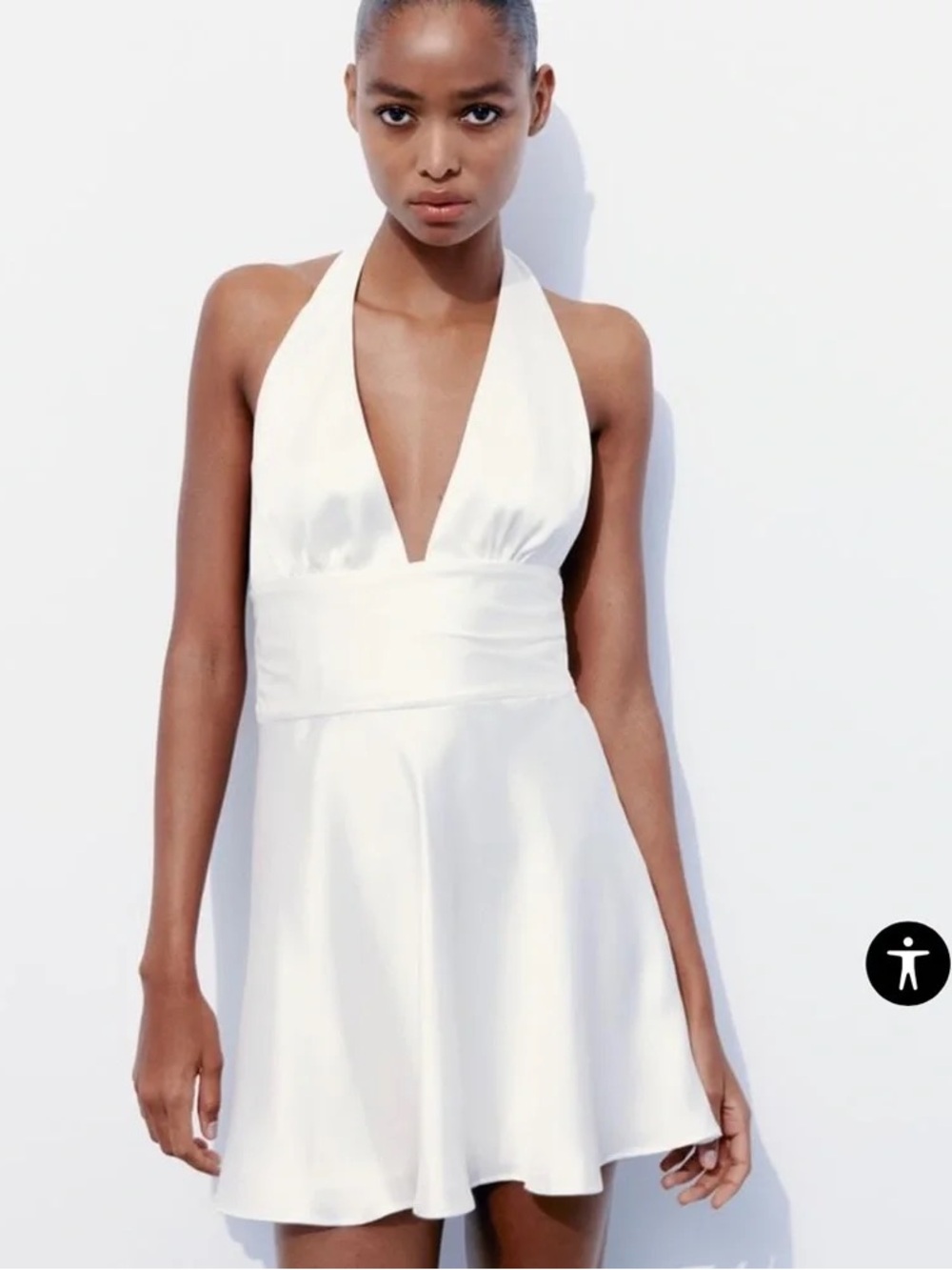 Zara White satin effect Halter Mini Dress